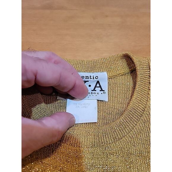 authentic A.K.A. Women's Gold Blouse Size M Vintage,Holiday Party,Classy! USmade - Picture 6 of 8